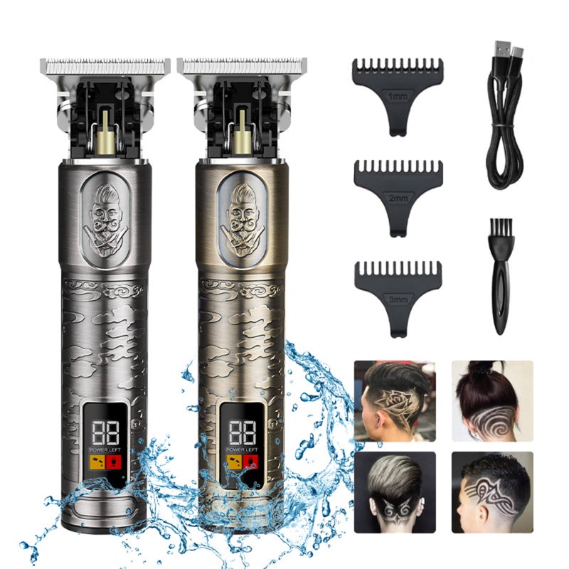 USB Electric Hair Clipper Barber LCD Display Hair Clippers Beard Trimmer Household Hair Trimmer Set Salon Haircut Machine IPX4 Waterproof USB Charging with 3 Clipping Brushes - Image 4