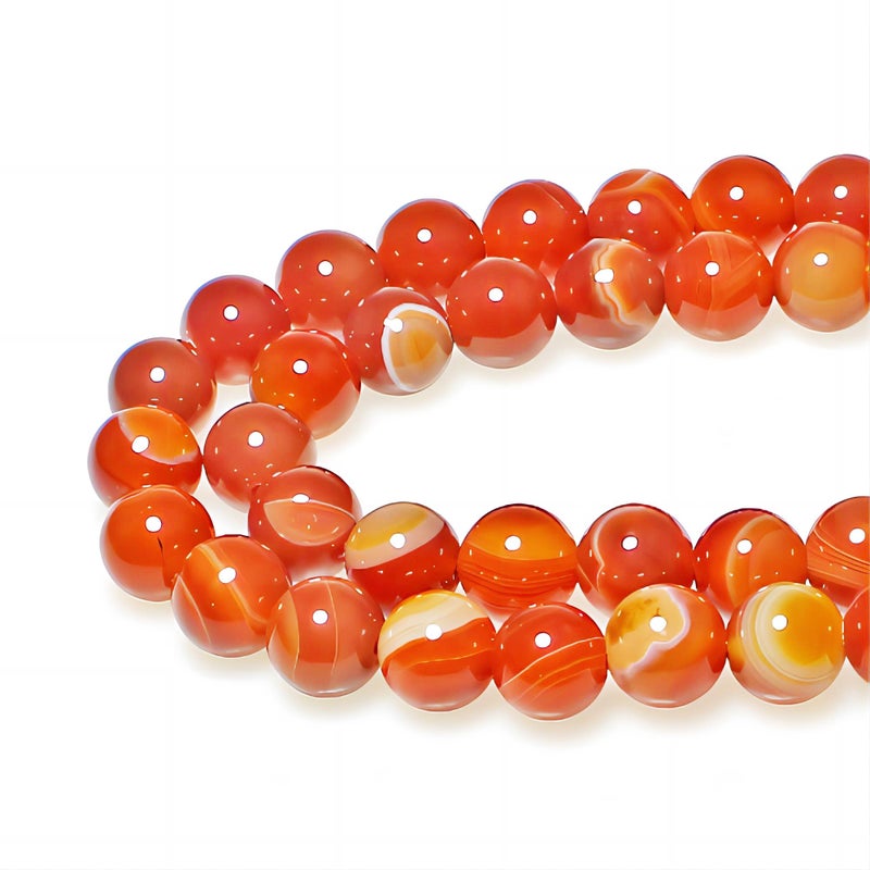 MJDCB Natural Red Striped Agate Beads Round Loose Beads for Jewelry Making DIY Bracelet Necklace 6mm