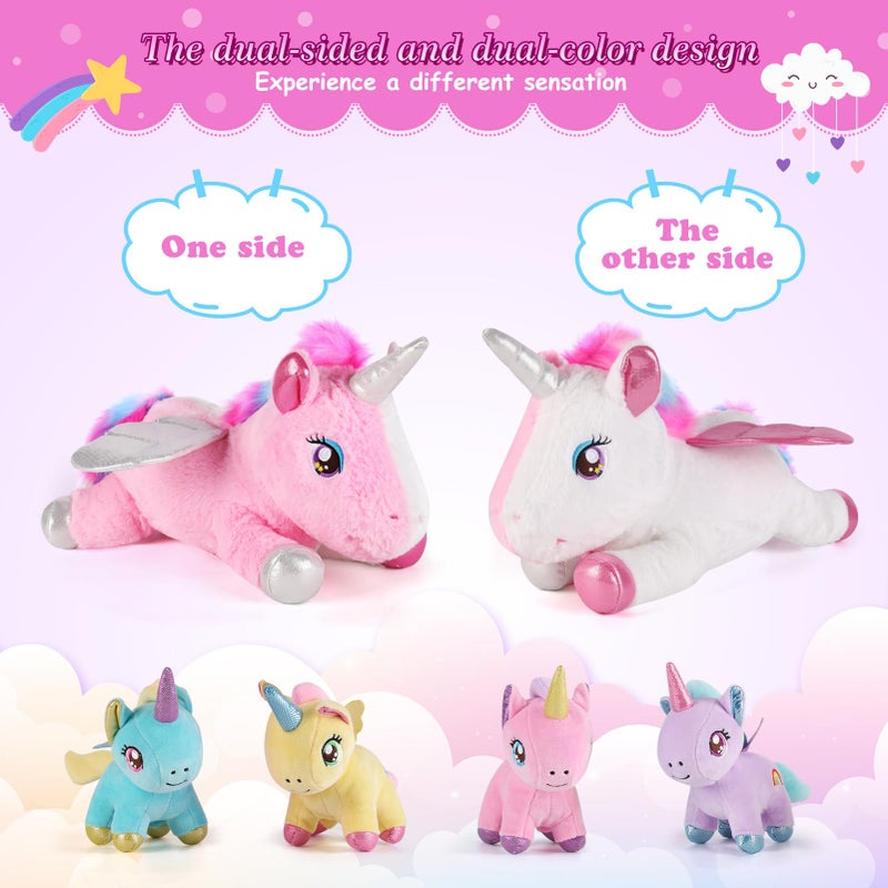 gnomantic 5 Pieces Unicorn Stuffed Animals  1 Mommy Stuffed Unicorn with 4 Babies  Unicorns Gifts for Girls Ages 3 4 5 6 7 8 Unicorns Plush Toys for Christmas Valentines Birthday Gifts Pink - Image 3