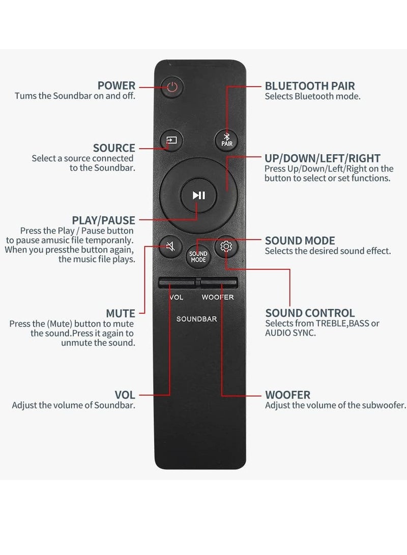 ELTRAZONE Replacement Remote Control for Samsung Smart TV, Suitable for Samsung Smart Sound Bar TV Models (AH59-02767A) with battery - Image 5