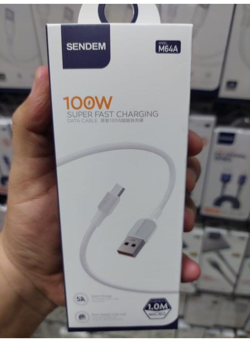 سيندم كابل شحن احترافي بقوة 100 واط – متين ومثالي للشحن ونقل البيانات - متوافق مع Micro - Image 2