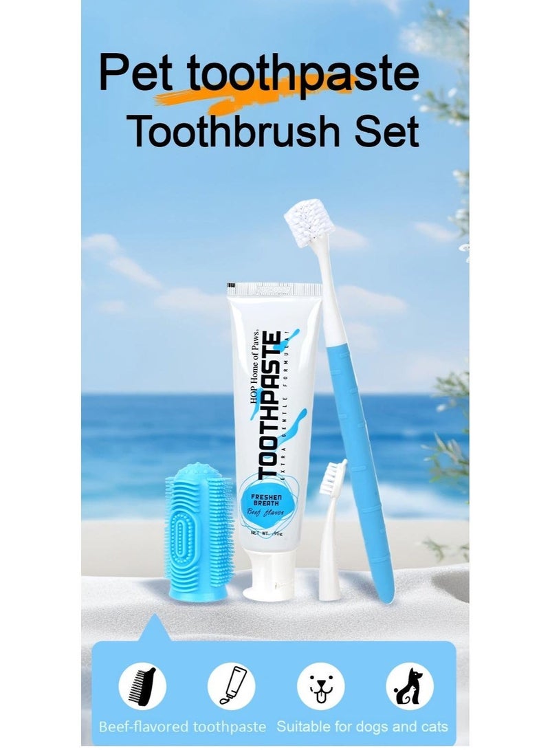 بابونا طقم تنظيف أسنان احترافي مكون من 3 قطع، يشمل فرشاة أسنان ومعجون أسنان، بالإضافة إلى فرشاة أصابع إضافية للعناية بأسنان الحيوانات الأليفة. - Image 2