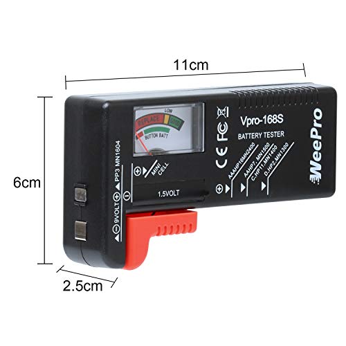 WeePro Universal Battery Checker - Small Battery Tester for AAA, AA, C, D, 9V, 1.5V, Button Cell - Household Batteries - Image 5