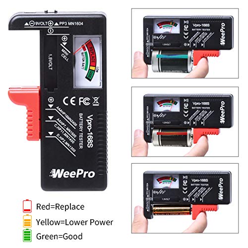 WeePro Universal Battery Checker - Small Battery Tester for AAA, AA, C, D, 9V, 1.5V, Button Cell - Household Batteries - Image 2