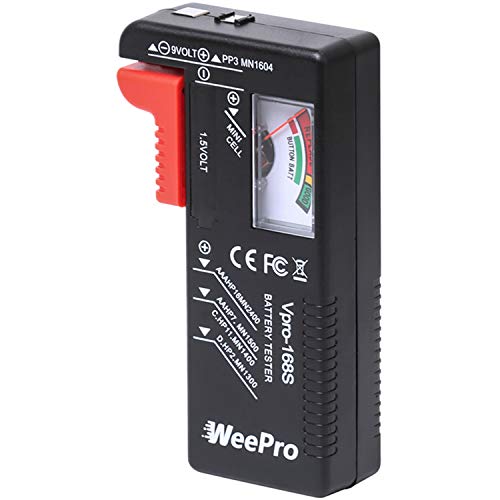 WeePro Universal Battery Checker - Small Battery Tester for AAA, AA, C, D, 9V, 1.5V, Button Cell - Household Batteries - Image 1