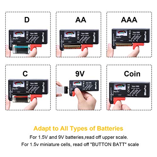 WeePro Universal Battery Checker - Small Battery Tester for AAA, AA, C, D, 9V, 1.5V, Button Cell - Household Batteries - Image 3