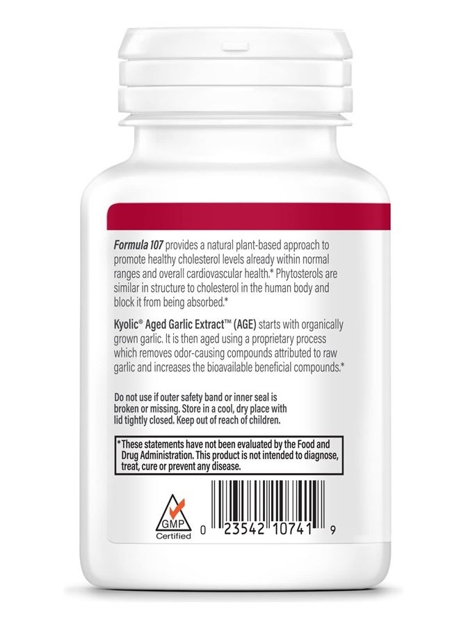kyolic Aged Garlic Extract Formula 107, Phytosterols for Cholesterol Support, 80 Capsules (Packaging May Vary)