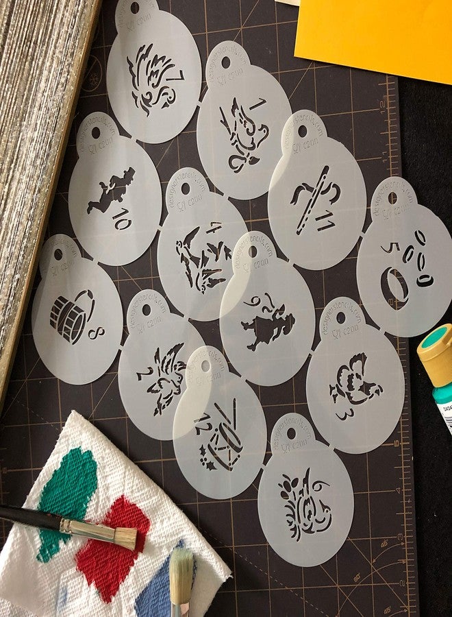Designer Stencils Twelve Days of Christmas Cookie and Cupcake Stencils (Small), Beige/semi-transparent - Image 5