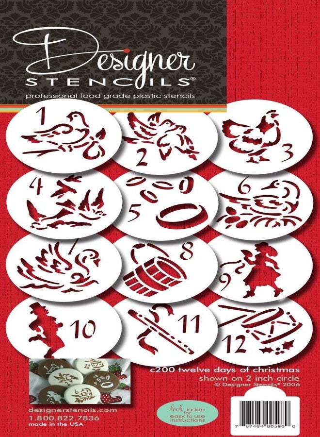 Designer Stencils Twelve Days of Christmas Cookie and Cupcake Stencils (Small), Beige/semi-transparent - Image 3