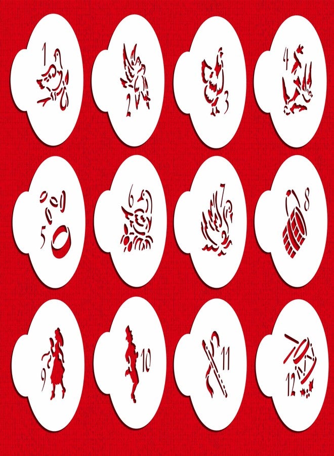Designer Stencils Twelve Days of Christmas Cookie and Cupcake Stencils (Small), Beige/semi-transparent - Image 1