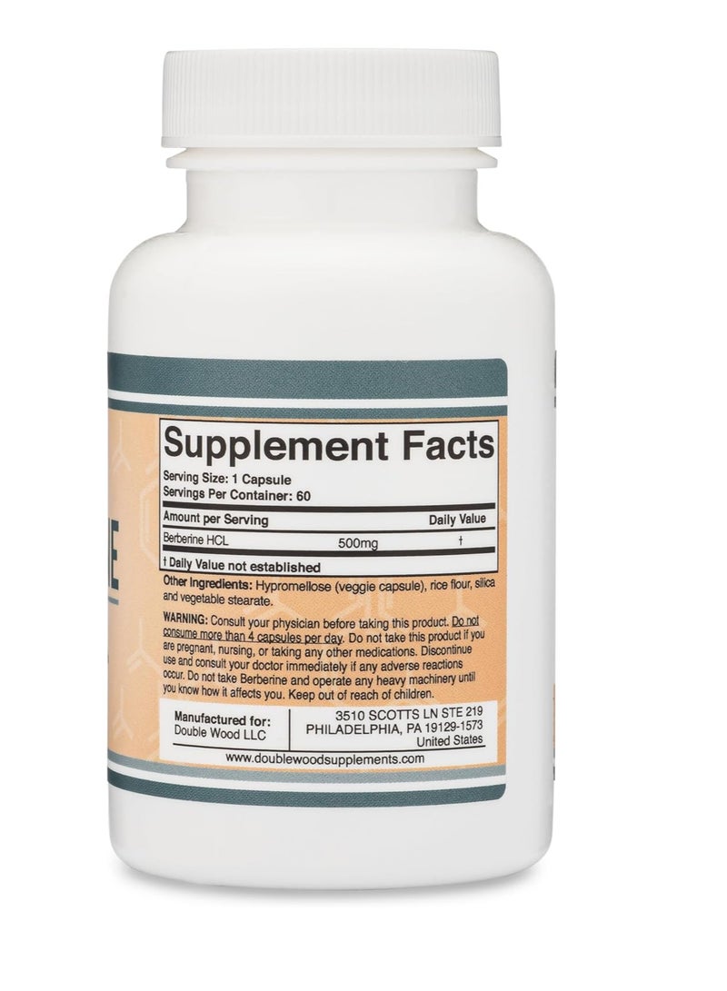 Double Wood Supplements Berberine Supplement 500mg  60 Capsules - Image 2