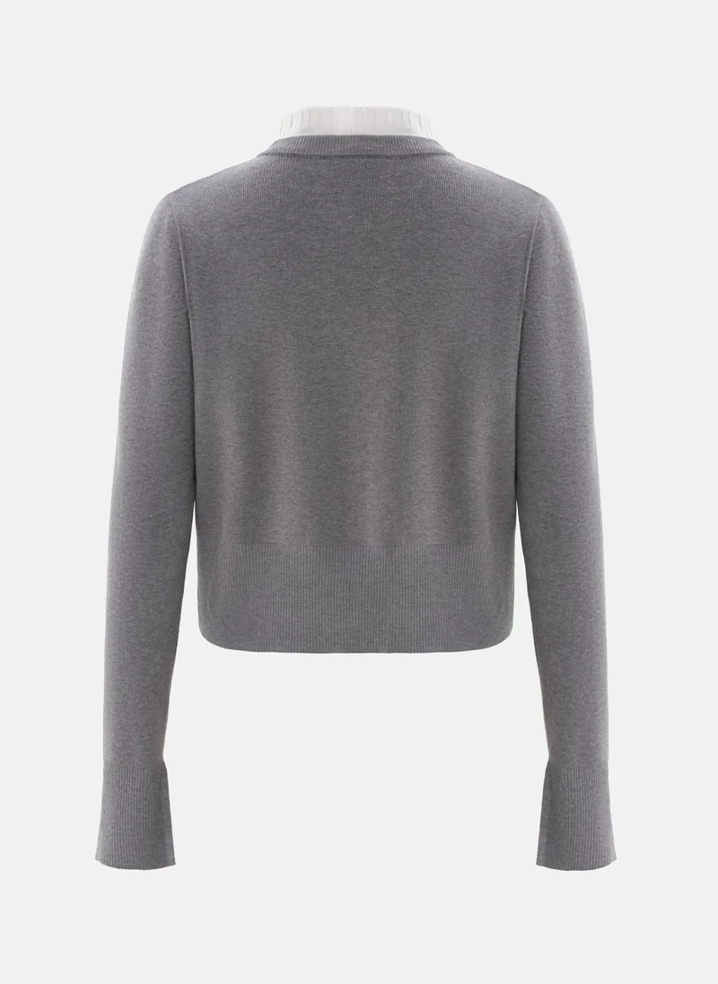 Lichi Cardigan with pleated insert on the collar