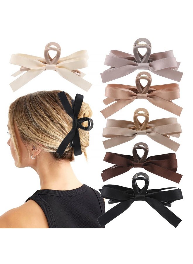 Auseibeely 6 Pcs Bow Clips Big Bow Knot Hair Clips Silky Satin Bow Hair Clips For Women Girls Non Slip Bow Claw Clips For Thin Thick Hair Hair Claw Clips With Bows Ideal Gifts For Wedding Bridesm  - Image 1