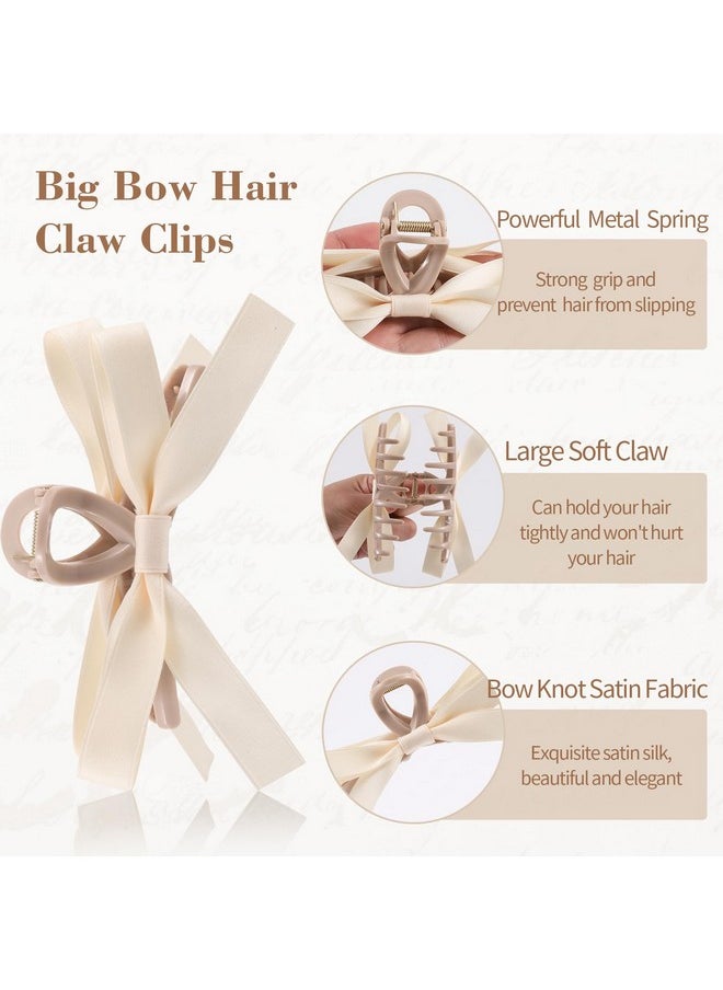 Auseibeely 6 Pcs Bow Clips Big Bow Knot Hair Clips Silky Satin Bow Hair Clips For Women Girls Non Slip Bow Claw Clips For Thin Thick Hair Hair Claw Clips With Bows Ideal Gifts For Wedding Bridesm  - Image 3
