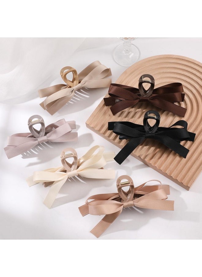 Auseibeely 6 Pcs Bow Clips Big Bow Knot Hair Clips Silky Satin Bow Hair Clips For Women Girls Non Slip Bow Claw Clips For Thin Thick Hair Hair Claw Clips With Bows Ideal Gifts For Wedding Bridesm  - Image 5