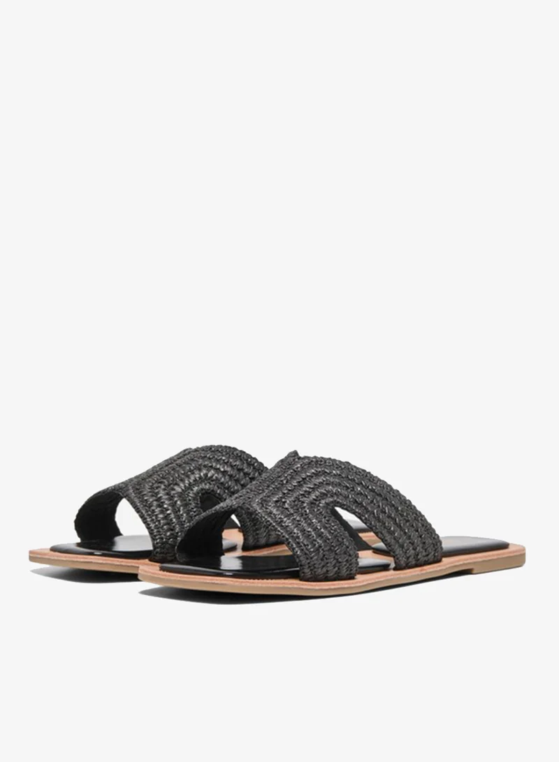 Only  Braided Textile Strap Flat Sandals for Women | Best Price UAE
