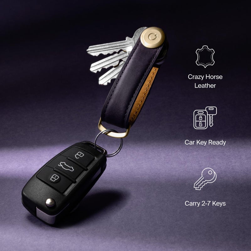 Orbitkey Crazy Horse Leather Key Organizer | Quiet Profile | Holds up to 7 Keys (Black) - Image 3