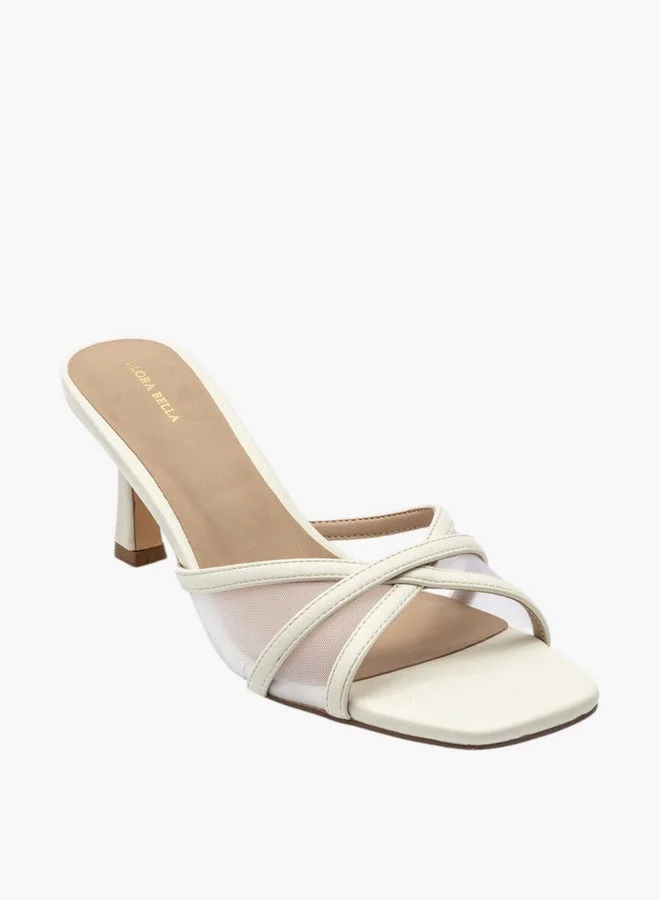 Flora Bella By Shoexpress Solid Cross Strap Slip-On Sandals with Flared Heels