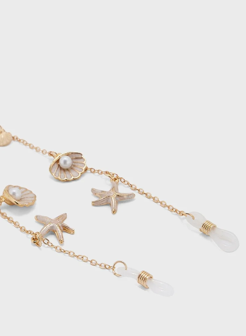 Ginger Sunglass Chain With Star Fish & Shell Detail