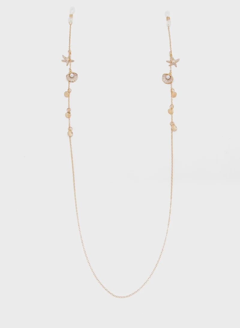 Ginger Sunglass Chain With Star Fish & Shell Detail