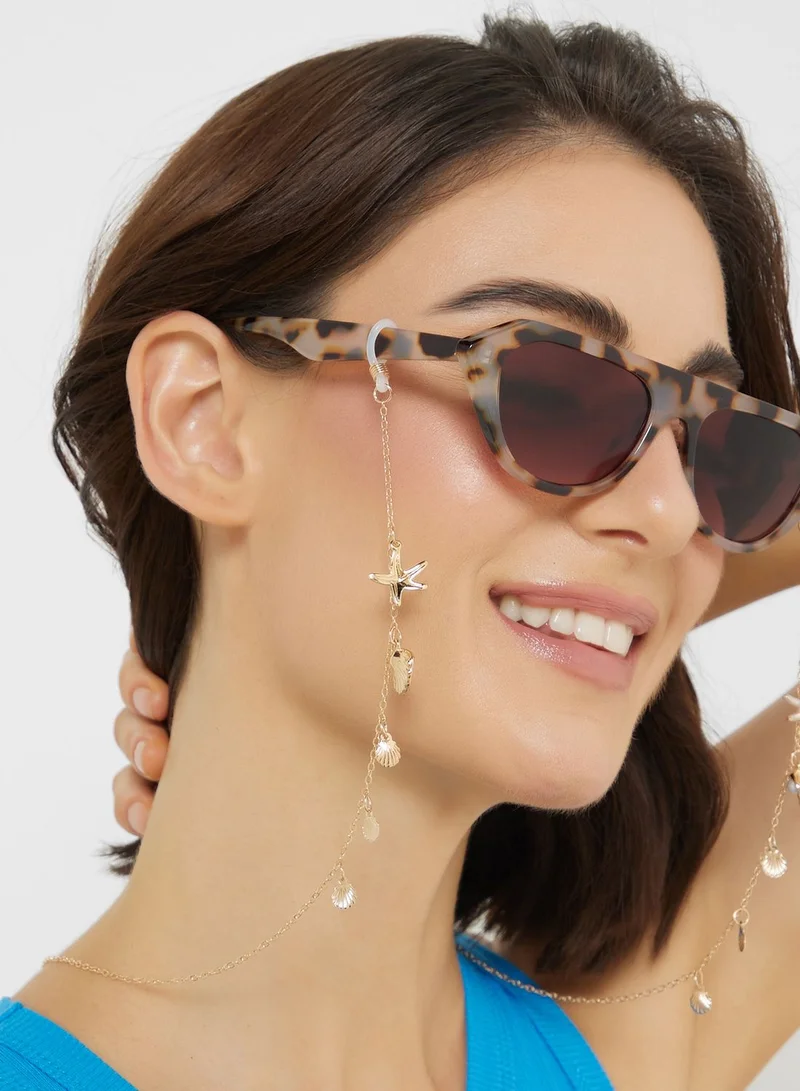 Ginger Sunglass Chain With Star Fish & Shell Detail