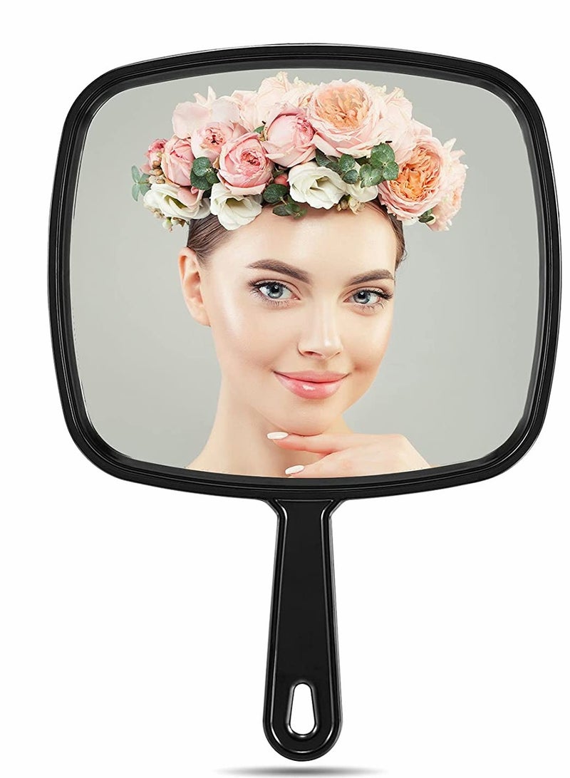 Extra Large Black Handheld Makeup Mirror for Salon and Barber Use, Perfect for Hairdressing and Beauty Touch-ups - Image 1