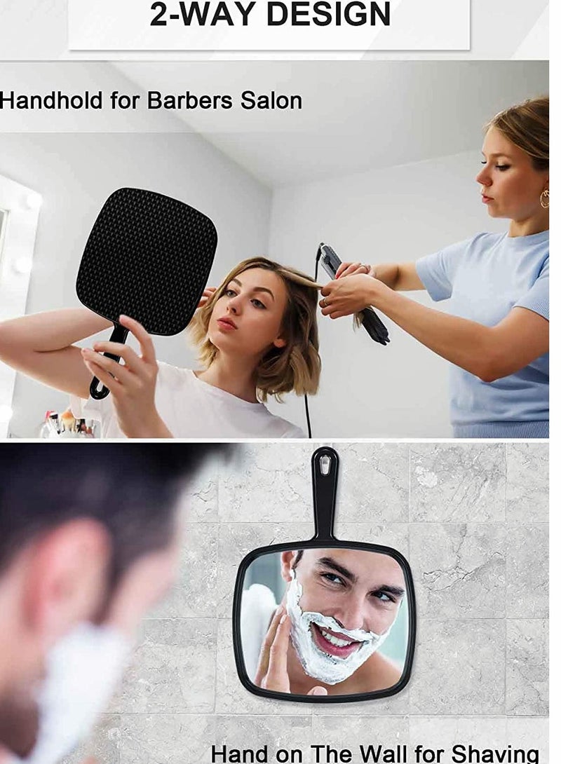 Extra Large Black Handheld Makeup Mirror for Salon and Barber Use, Perfect for Hairdressing and Beauty Touch-ups - Image 5