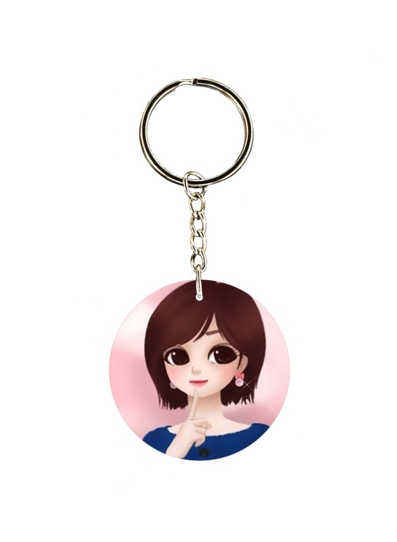 Animie Girl Printed Keychain