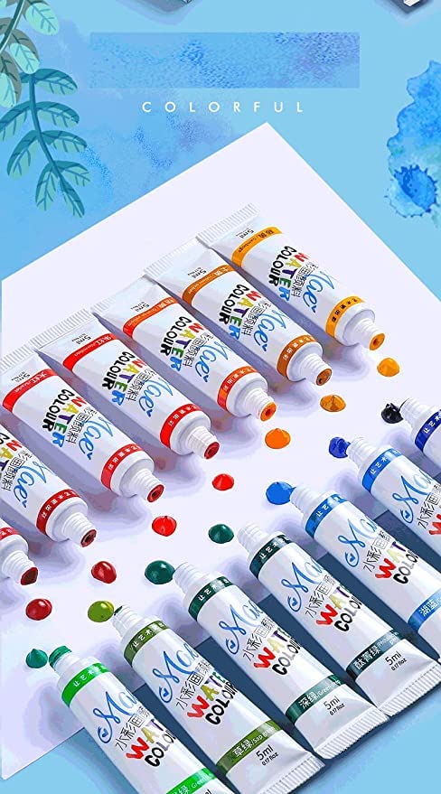 TEMSON Water Color Paint Set Tube, 24 x 12 ml Color Paint Tubes, Watercolor Paint Set for Adults, Kids, Beginner & Professional Artists, Set of 24 Vibrant Colors (KBX-5154)