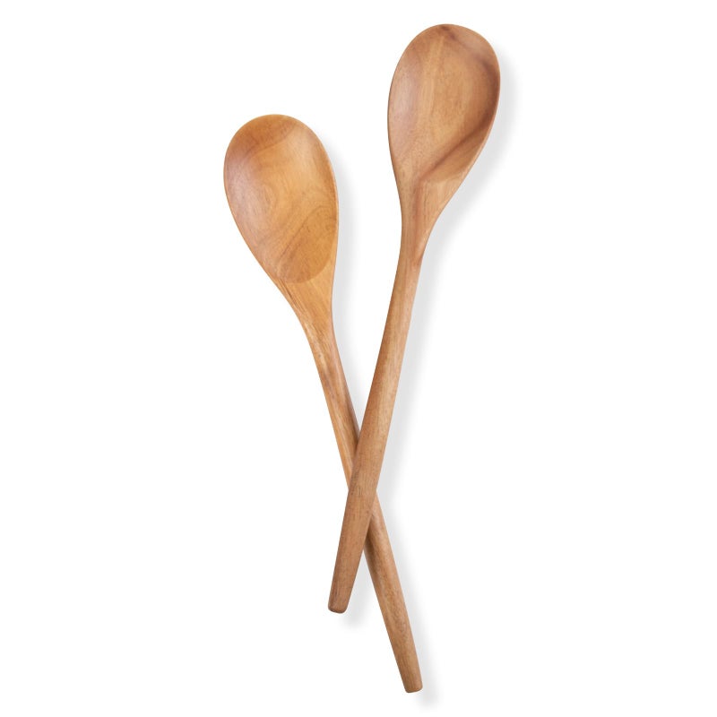GinSent 2PCS Wooden Spoons for Cooking14INCH Wooden Spoons Cooking Comfort Grip Wooden Cooking Spoons Wood Spoon Cooking Kitchen Utensils for Stirring ServingNonStick Cookware Safe