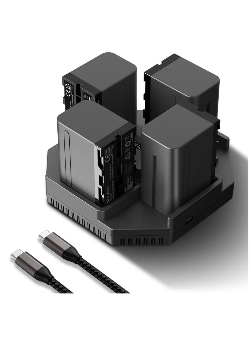 Neewer Neewer 4-Channel PD100W Fast Charger with 4x 7800mAh NP-F970 Replacement Batteries | LCD Display, Dual Input, Rapid Charging Kit for Sony NP-F Series - Image 1