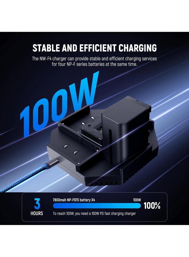 Neewer Neewer 4-Channel PD100W Fast Charger with 4x 7800mAh NP-F970 Replacement Batteries | LCD Display, Dual Input, Rapid Charging Kit for Sony NP-F Series - Image 2