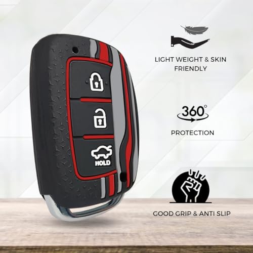 KEYCEPT Tristar Key Cover for Hyundai Grand i10 NIOS Asta| Venue| i20| Aura| Creta| Exter| i20 Elite| Verna 4s| i20 Active| Venue Sx| Elantra 3 Button Smart Key. (Black) - Image 5