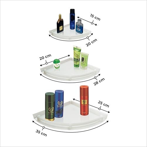 TNT THE NEXT TREND Corner Shelf Unbreakable White Corner Set for Bathroom and Kitchen Shelves (Pack of 3, Plastic) - Image 5