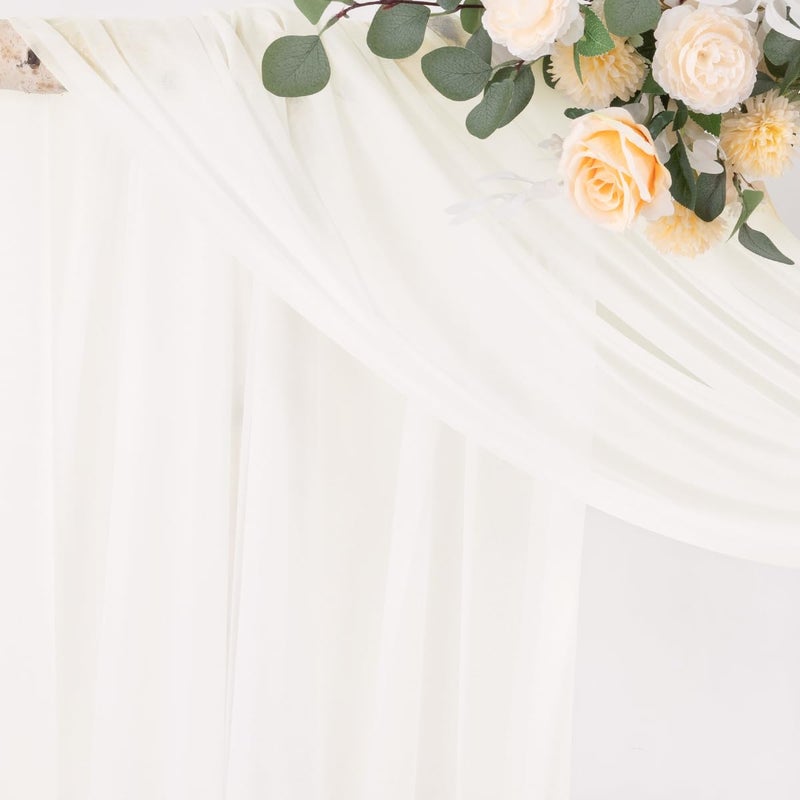 Socomi Ivory White Wedding Arch Draping Fabric 29" x 20Ft 1 Panel Sheer Outdoor Curtain Drapes Extra Long for Bridal Baby Shower Ceremony Birthday Party Decor - Image 3