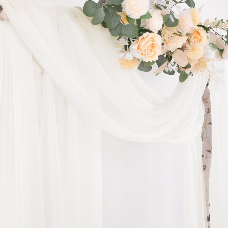Socomi Ivory White Wedding Arch Draping Fabric 29" x 20Ft 1 Panel Sheer Outdoor Curtain Drapes Extra Long for Bridal Baby Shower Ceremony Birthday Party Decor - Image 4
