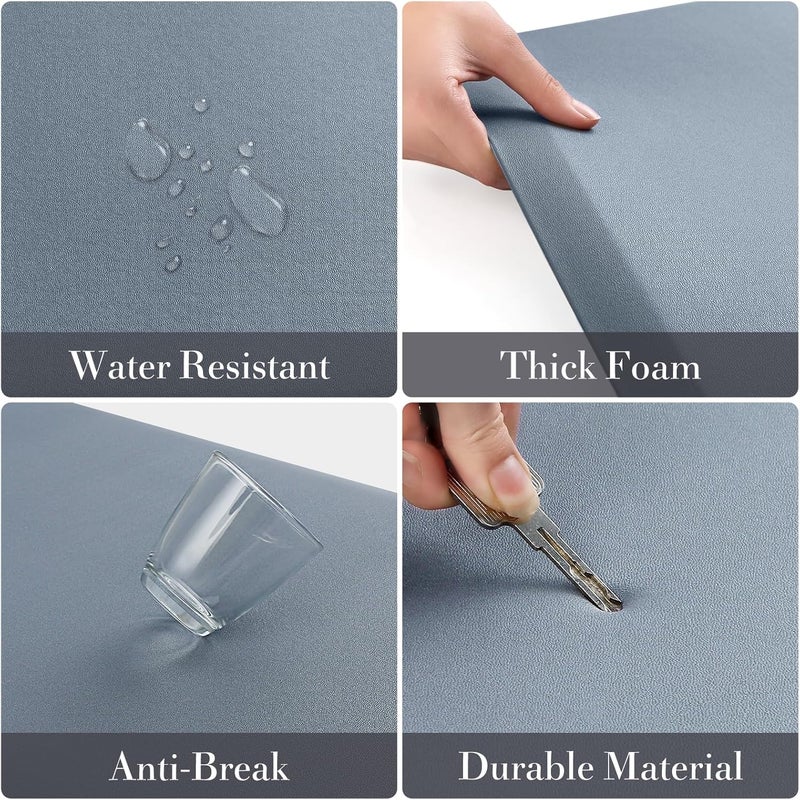 HappyTrends 2 PCS Kitchen Mat Cushioned Anti-Fatigue Floor Mat, Heavy Duty Ergonomic Comfort Foam Standing Mat, Waterproof Non-Slip Kitchen Rugs for Home, Office(20"x30"+20"x47",Grey) - Image 3
