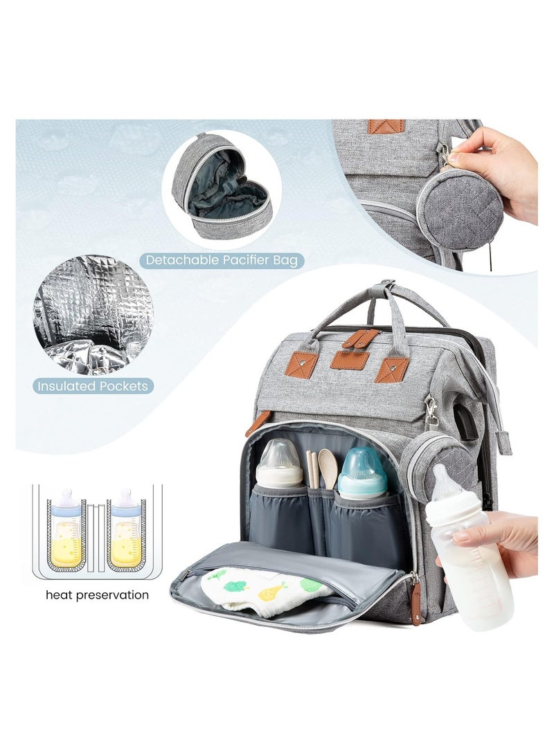 Newborn Baby Essential Multifunction Baby Diaper Backpack with Changing pad & Stroller Straps & Pacifier Case Mosquito Net & USB Charging Port Waterproof Travel Nappy Bags - Image 3