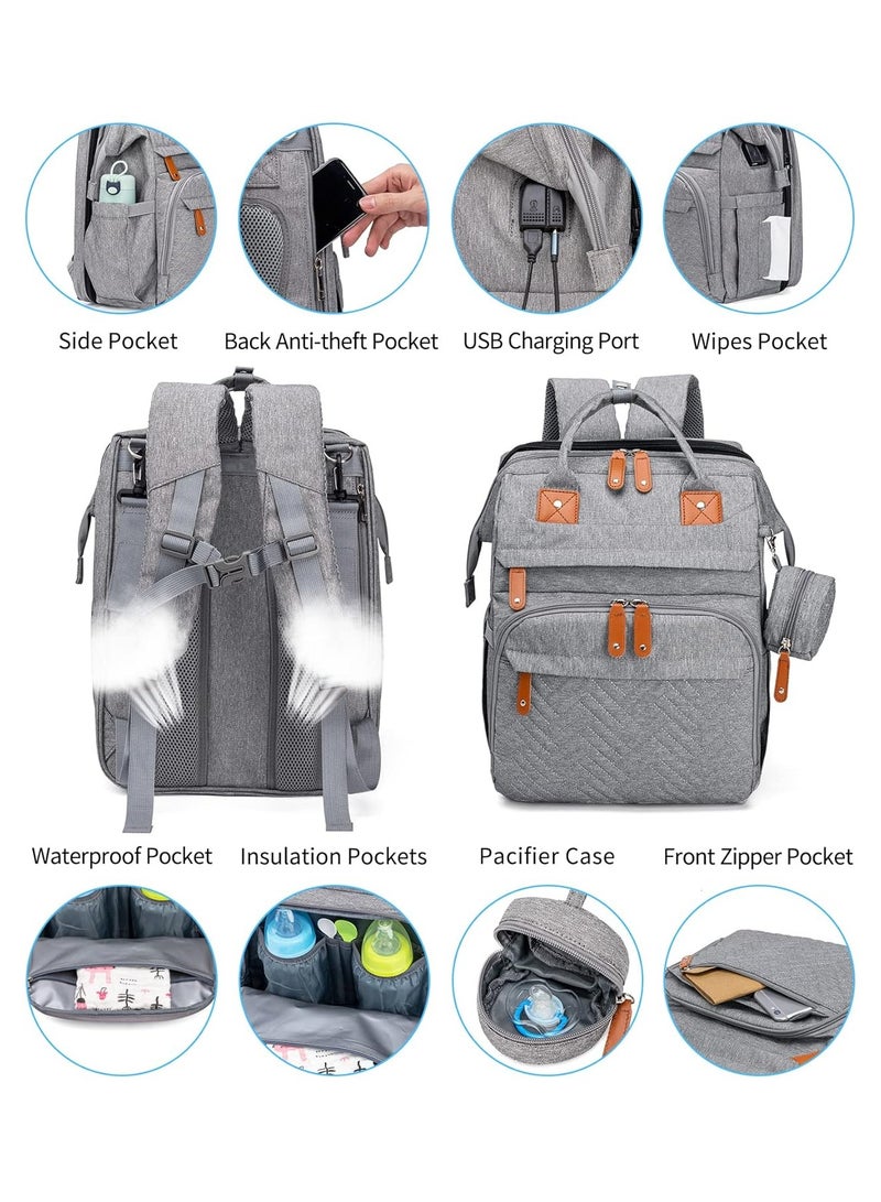 Newborn Baby Essential Multifunction Baby Diaper Backpack with Changing pad & Stroller Straps & Pacifier Case Mosquito Net & USB Charging Port Waterproof Travel Nappy Bags - Image 4