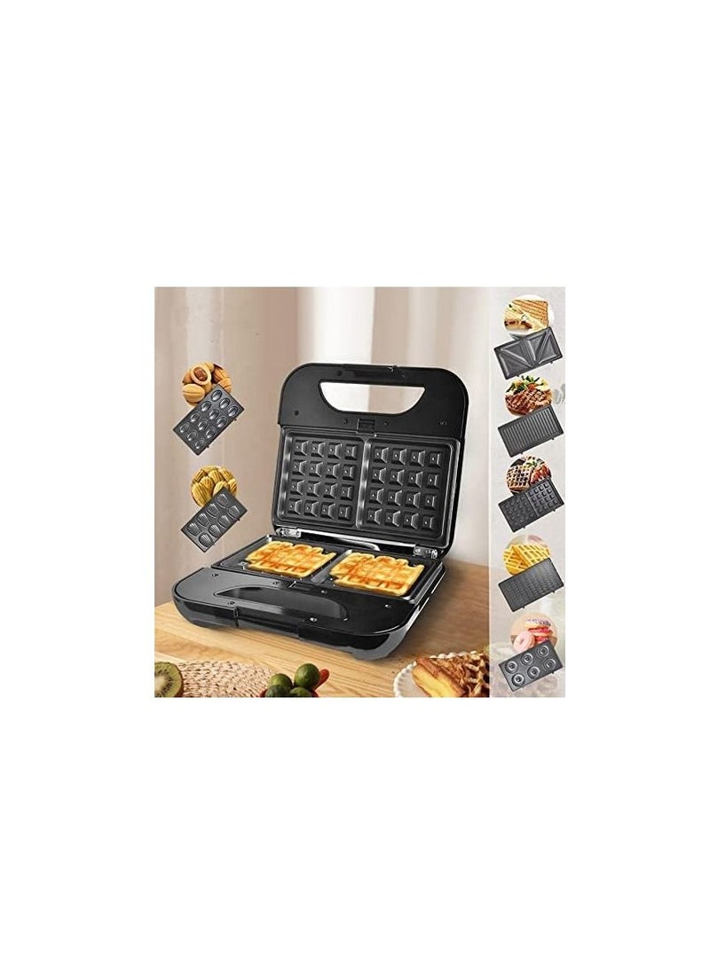 DSP DSP Sandwich Maker 7 in 1, Sandwich, Grill And Waffle Maker with Removable Plates 800W KC1162  Black  - Image 3