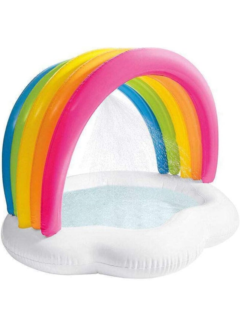 INTEX Inflatable Pool for Children Round Rainbow Design with Spray 142x119x84cm - Image 2