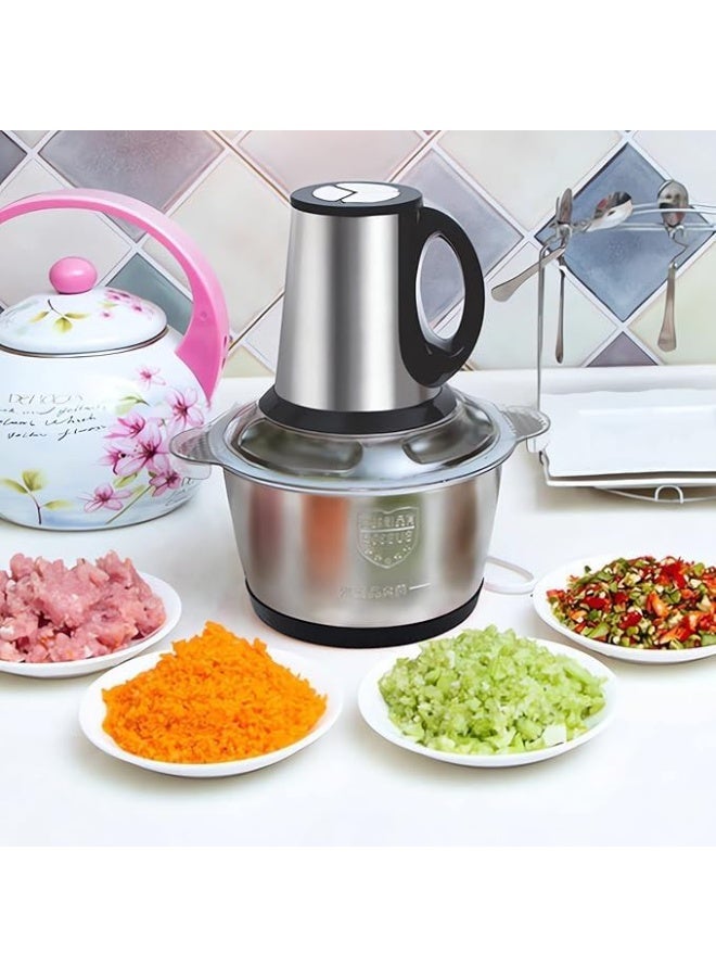 مفرمة لحوم كهربائية صغيرة من ، سعة 5 لتر، مصنوعة من الفولاذ المقاوم للصدأ، بقوة 500 وات، مزودة بـ 5 شفرات حادة وأزرار للتحكم في السرعة (قابس المملكة المتحدة) - Image 2