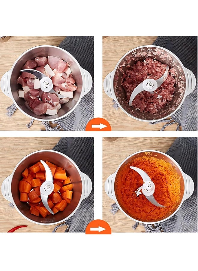 مفرمة لحوم كهربائية صغيرة من ، سعة 5 لتر، مصنوعة من الفولاذ المقاوم للصدأ، بقوة 500 وات، مزودة بـ 5 شفرات حادة وأزرار للتحكم في السرعة (قابس المملكة المتحدة) - Image 4