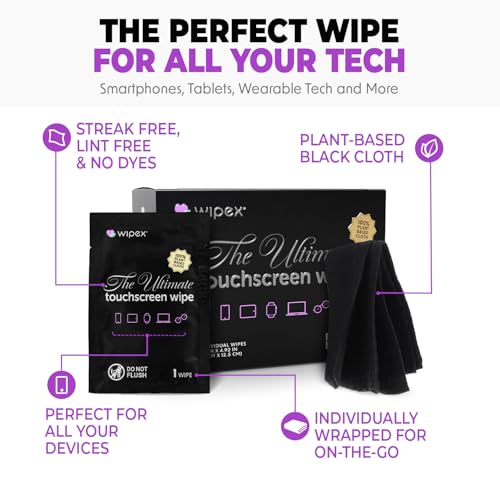 Wipex Screen Wipes & Gym Wipes Combo Pack - 75ct Gym Equipment Canister & 24ct Individually Wrapped Fitness Touch Screen Cloths, Safe for Yoga Mats & Electronics, Lavender Scent - Image 2