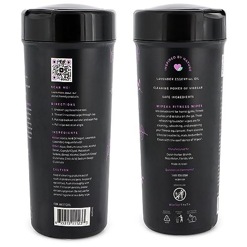 Wipex Screen Wipes & Gym Wipes Combo Pack - 75ct Gym Equipment Canister & 24ct Individually Wrapped Fitness Touch Screen Cloths, Safe for Yoga Mats & Electronics, Lavender Scent - Image 3