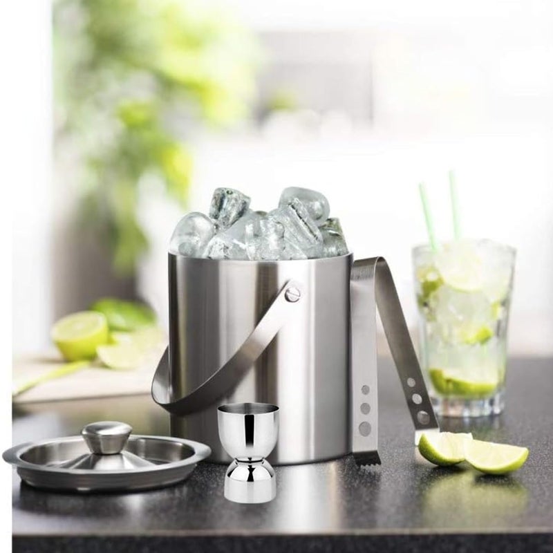 FINALITY دلو ثلج معزول من الفولاذ المقاوم للصدأ مزدوج الجدار مع غطاء | ملقط ثلج ومقياس دبابيس [ 1 لتر ] يحافظ على برودة الثلج لمدة 6 ساعات | أدوات بار رائعة لملحقات بار المنزل، بار صغير، نبيذ - Image 2