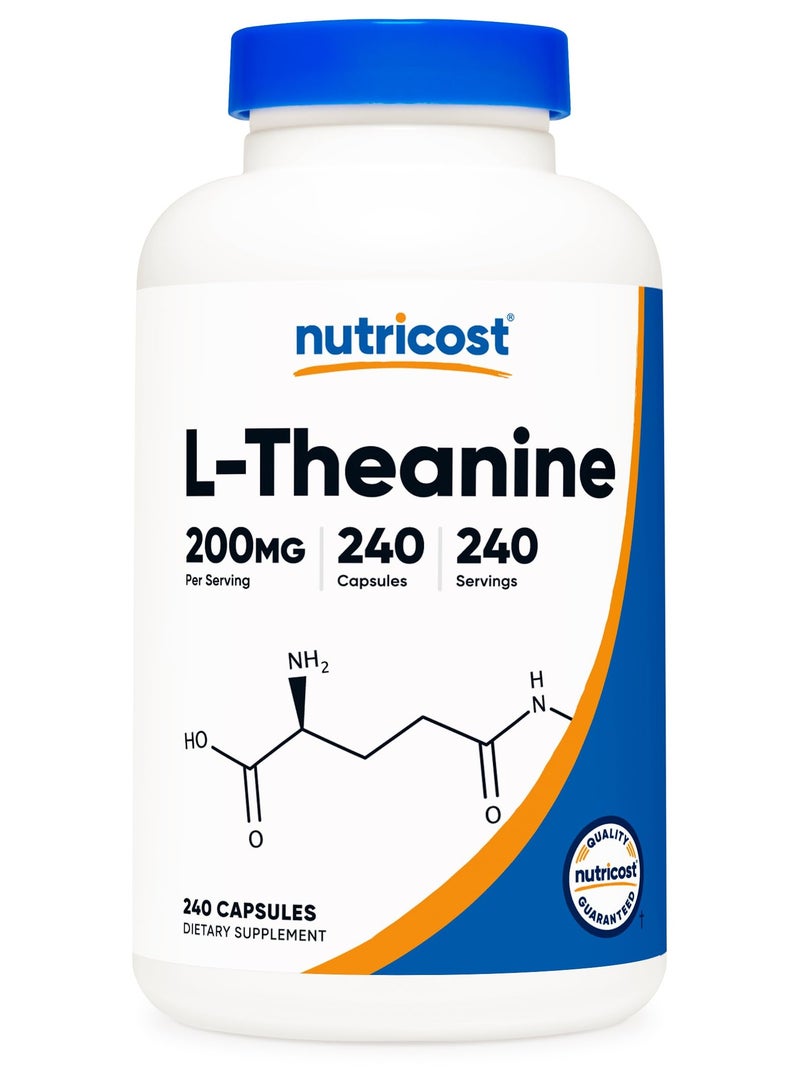 Nutricost L-Theanine 200mg Per Serving, 240 Capsules,240 Serving, Dietary Supplement  - Image 1