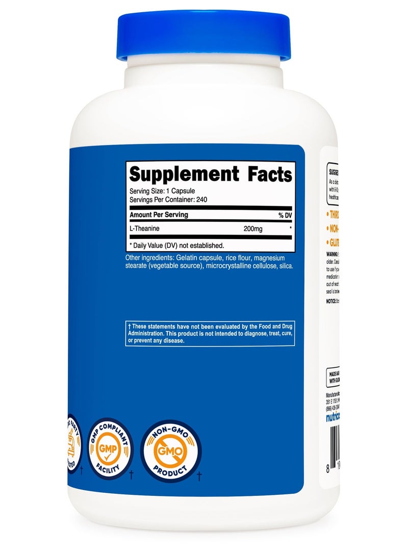 Nutricost L-Theanine 200mg Per Serving, 240 Capsules,240 Serving, Dietary Supplement  - Image 5