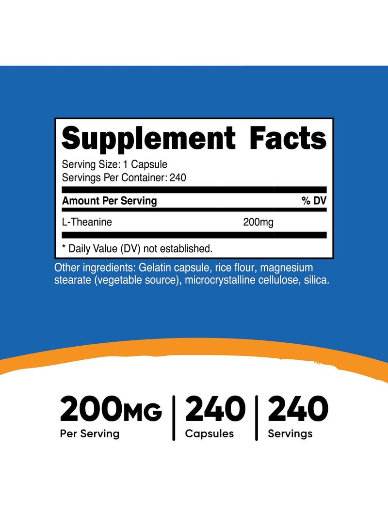 Nutricost L-Theanine 200mg Per Serving, 240 Capsules,240 Serving, Dietary Supplement  - Image 3