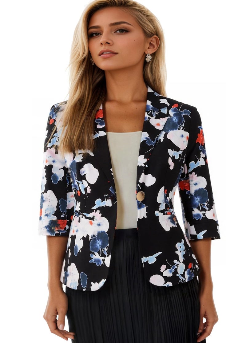 Beninos Womens Blazers 3/4 Sleeve Lightweight Office Work Blazer Jacket (1905 Black, L) - Image 5